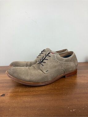 Fairlane Suede Derby Dress Shoes Taupe Lace Up Men’s Size 11.